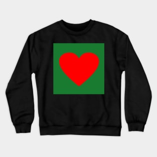 Corazón rojo sobre verde Crewneck Sweatshirt